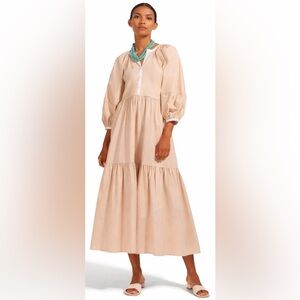 STAUD Demi Poplin Maxi Dress Biscotti • Effortless Chic • Minimal Luxe NWOT